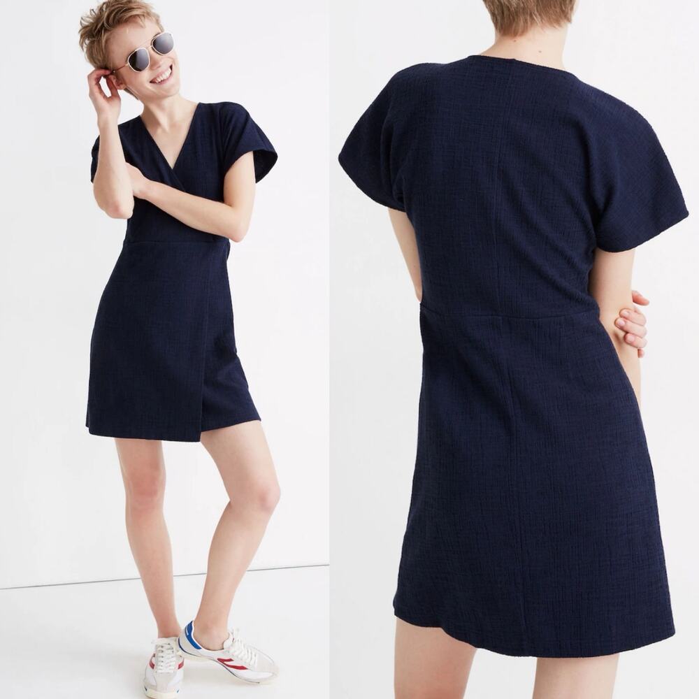 Madewell Women’s Cross-Front Flutter-Sleeve Mini Dress Size Medium